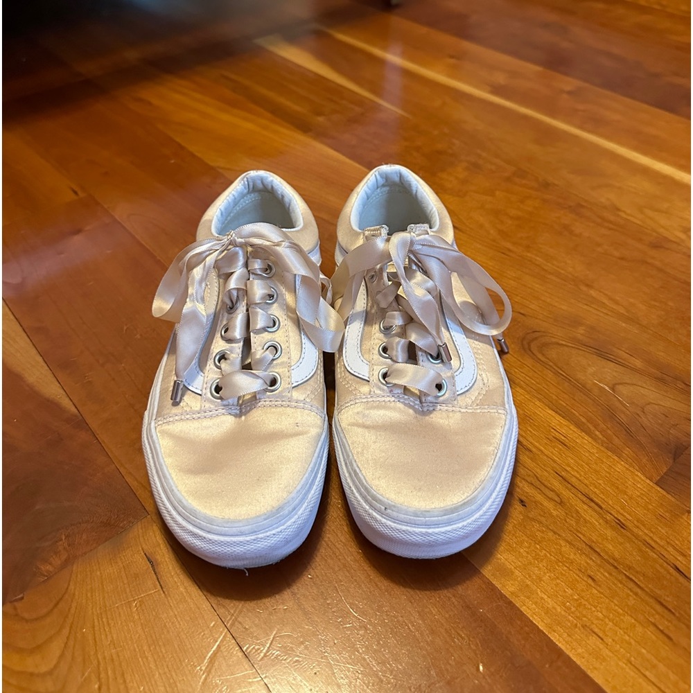 VANS Old Skool Satin Lux Blush Gold Shoes Size 6